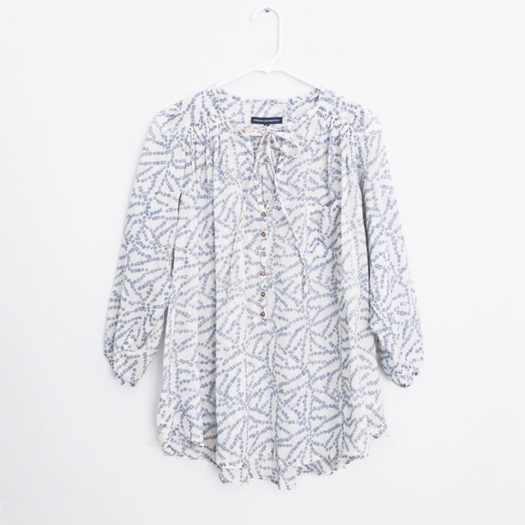 French Connection Printed Peasant Top - Picture 2 of 4